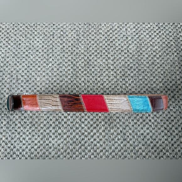 AS Bell ~ Italian Colorful Patchwork Leather Belt Men’s - Picture 7 of 9